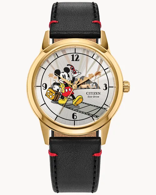 Mickey Mouse Takes Hollywood Silver-Tone Dial Leather Strap FE7063 Mickey Mouse Takes Hollywood Silver-Tone Dial Leather Strap FE7063
